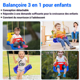 Balançoire Supporte 240 kg Dossier incurvé avec accoudoirs pour plus de sécurité Adapté de 6 mois à 10 ans Balançoire de Jardin