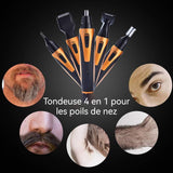 Tondeuse Nez 4 en 1 300mAH 4W Tondeuse à poils de nez rechargeable Polyvalent Tondeuse à poils de nez Fonctionnement silencieux