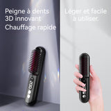 Brosse lissante 4500mAh peigne à cheveux lisses à chargement sans fil avec contrôle intelligent de température affichage numérique