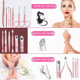 Ensemble de coupe-ongles 18pcs Coupe Ongle Set Professionnel  ciseaux à ongles obliques ciseaux à cuticules mortes outils manucure