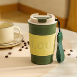 400ml tasse à café dessin animé tasse isolante portable avec corde de transport voiture tasse à eau en acier inoxydable 304