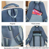 Sac à dos scolaire 48x30x18cm sac à dos simple à la mode pour les étudiants de grande capacité imperméable à l'eau bleu cartable