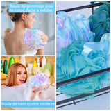Boule de bain 4PCS 14cm 75g boule de bain en ruban dégradé de couleurs doux et résistant mousse riche durable bonne élasticité