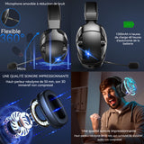 Casque de jeu filaire noir 2.4g casque gaming pour ps5 PC ps4 stéréo avce micro anti-bruit détachable headphone écouteur e-sport