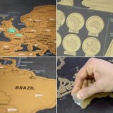 Peinture décorative de la carte du monde Carte à gratter  Décoration intérieure  Papier cuivré  82.5cm*59.5cm Grand format Voyage