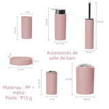 Accessoires de salle de bain 6pcs Poubelle avec couvercle galvanisé gobelet à brosse à dents et ensemble toilette Facile à nettoyer