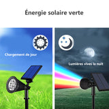 Spot solaire 2200mAh avec 7 couleurs de lumières etanche spot solaire encastrables éclairage pour chemins jardin balise solaire