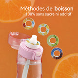 Bouteille d'eau de 650 ml de grande capacité avec diverses capsules de saveur de fruits matériau sûr facile à transporter étanche