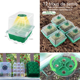 Mini serre pour plantes kit avec lampe réglable 5 pièces 60 cellules dôme de ventilation bac à semis graines serre germination