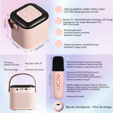 Machine de karaoké 800mah 3,7V bluetooth 5,3 micro karaoke enfant avec 2 microphones lumière LED et effets de changement de voix
