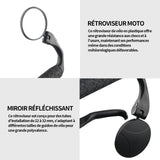 Rétroviseur vélo Lot de 2 rétroviseurs adapté pour rétroviseur de vélo 18-22 mm réflecteur universel équipement de cyclisme noir