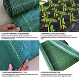 Tissu de paillage 20x20m PE multi-usages extérieur jardin verger perméable à l'eau hydratant durable tissu résistant à l'herbe noir
