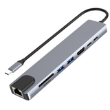 Station d'accueil 8 en 1 hub multi-interface chargerapide PD 100W TF/SD compatible avec plusieurs systèmes 4K 30Hz interface USB3.0