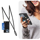 Étui en cuir à fermeture éclair pour téléphone portable  Iphone14PRO  avec bandoulière   Solide et durable  Fonction de support