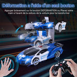 Voiture télécommandée 2,4 GHz de déformation télécommandée Car Caro Remote Control Rechargeable Car Car garçons et enfants bleu