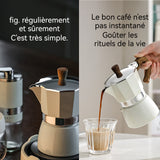 afetière Moka 150ml Moka pot en aluminium pour cuisinière 3 Tasse Machine à expresso pour les amateurs de café Blanc