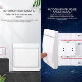 Interrupteur sans fil avec 1 contrôleur et 2 récepteurs  interrupteur d'éclairage sans fil étanche intelligent facile à installer