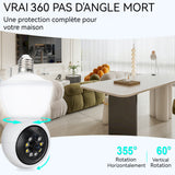 Moniteur type d'ampoule vision nocturne 360 degrés sans fil éclairage en couleur camera surveillance wifi audio bidirectionnel