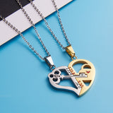 Collier créatif en acier inoxydable, puzzle clé en forme de cœur, collier de couple, meilleur ami, cadeau de vacances