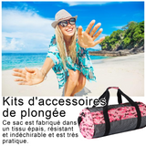 Sac 65x35x25cm 58L Bandoulière réglableGrand sac en filet Pliable fermeture éclair en PVC Durable Portable Sac de plongée pliable