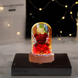 Couvercle en verre de fleurs préservées boîte-cadeau rose d'ours bouquet séché cadeau chinois de saint-valentin pour petite amie