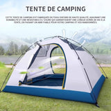 Tente 210x210x135cm tente de camping 4 personnes avec 2 portes imperméable coupe-vent et anti UV pour camping randonnée alpinisme