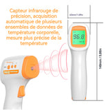 Thermomètre Frontal Rétro-éclairage 3 couleurs 120g 32 jeux de mémoire Stockage des données Sans contact Silencieux Thermomètre