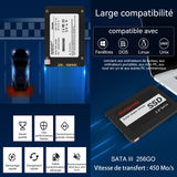 Disque Dur Interne INN® 256Go 2,5 SSD SATA III pouces vitesse de transmission 450M/s convient aux ordinateurs de bureau et portables