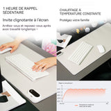 Tapis de souris chauffant 30-50 degrés celsius intelligent 5 niveaux de contrôle de la température 90x36cm bureau étanche blanc