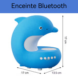 Enceinte Bluetooth 1200mah Haut-parleur Bluetooth à chargement sans fil lumière colorée veilleuse dauphin Chargement sans fil 15 W