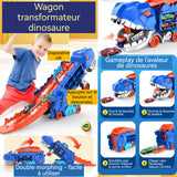 Voiture télécommandée transformation de forme double bleu courses convient aux 3 ans et plus tyrannosaurus rex avale une voiture