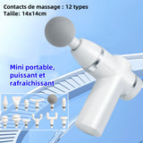 Massage 800mAh 3500r/min 14x14cm écran tactile mode bouton massage musculaire électrique 8 vitesses 12 têtes massage profond blanc