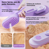 Brosse chien chat à vapeur 3 en 1 119x65x51mm peigne de massage à jet pour animaux de compagnie brosse chien chat à vapeur violet