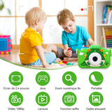 Appareil photo enfant 96Mpx carte 64Go lecteur de cartes double caméra avant et arrière enregistrement vidéo divers filtres vert