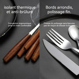 Vaisselle en acier inoxydable couverts avec manches en bois accueil ensemble de couverts en acier inoxydable cadeaux de fête