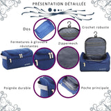 Trousse de toilette 5,43l 25x14.5x15cm sac d'agrément pour voyage d'affaires portable grande capacité sac de rangement étanche