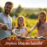 Spatule à griller ensemble de 3 pièces acier inoxydable manche en bois allongé livré avec un sac rangement ensemble de spatules