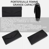 Portefeuille cuir véritable forme d'enveloppe portefeuille long entièrement en cuir de vachette portefeuille femme grande capacité