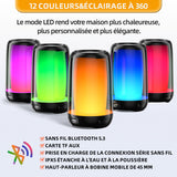 Enceinte bluetooth portable avec 12 effets lumineux résistant et à l'eau selon la norme ipx5 jumelage avec d'autres enceintes noir