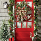 Décoration de noël porte suspendue guirlande de roues en bois guirlande de pomme de pin de noël porte créative suspendue