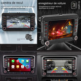 Caméra de recul 7 pouces 2+64 Go USB autoradio bluetooth 5,1 autoradio double din compatible avec carplay sans fil et radio AM/FM