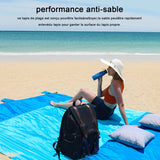 Couverture de plage anti sable tapis imperméable 202 x 202 cm 6 sacs de sable coupe-vent Filage de fils de nylon Tapis de plage