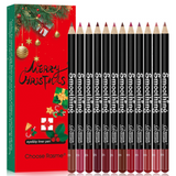 Ensemble de crayon à lèvres 12 couleurs sans décoloration imperméables et longue durée universel peel off crayon à lèvres de noël