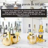 Lot de 4 Finition Martelée Cuivrée 550 ml Parfait pour Cocktails et party Verre en cuivre pour Moskau Mule avec pailles