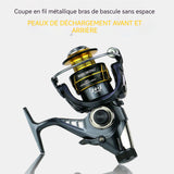 Moulinet de pêche 0,34kg tout en métal à double frein moulinet à lancer lisse pêche à la carpe en eau douce et en eau salée moulinet