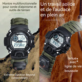 Montre numérique lumineuses multifonctionnel bracelet survie avec boussole thermomètre sifflet tournevis paracorde Outillage Camping