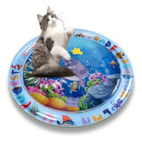 Tapis d'eau pour chat 65cm tapis d'eau pvc épais fourni avec pompe air utilisable en toutes saisons tapis de jeu sensoriel d'eau