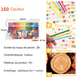 rayons de couleur 160 couleurs 32x20x4,8cm pin frais et respectueux de l'environnement résistant aux chocs et aux chutes crayon