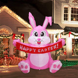 Lapin de Pâques gonflable 1.5m Fête extérieure Pink Cute Bunny LED Light Up Inflatable Patio Lawn Garden Decoration