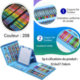rayons de couleur 208 couleurs 32,6 x 27,7 x 6 cm coffret cadeau de pinceaux pour enfants contient des crayons coloriage kit